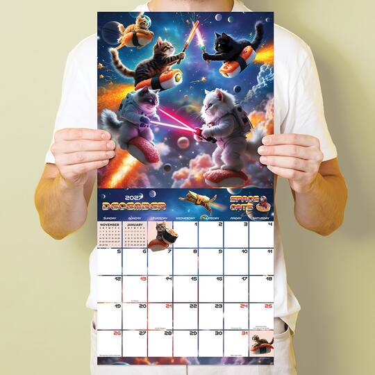 2027 Space Cats Wall Calendar